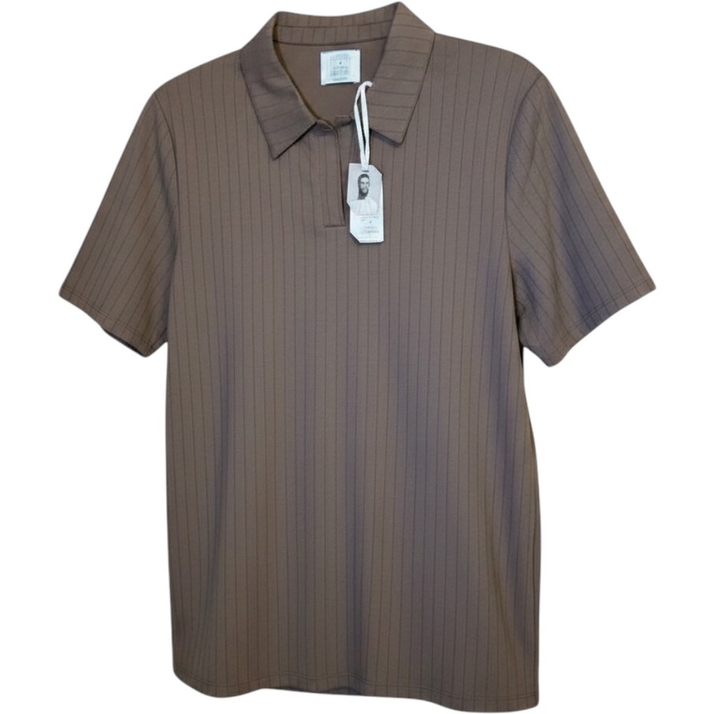Ladarius Campbell x Stylus Polo Shirt Warm Sand Ribbed Knit Mens Large New